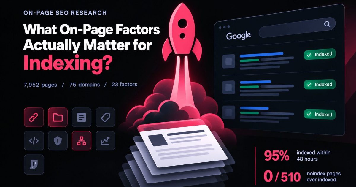 What on-page factors actually matter for indexing: 7,952 pages, 75 domains, 23 factors